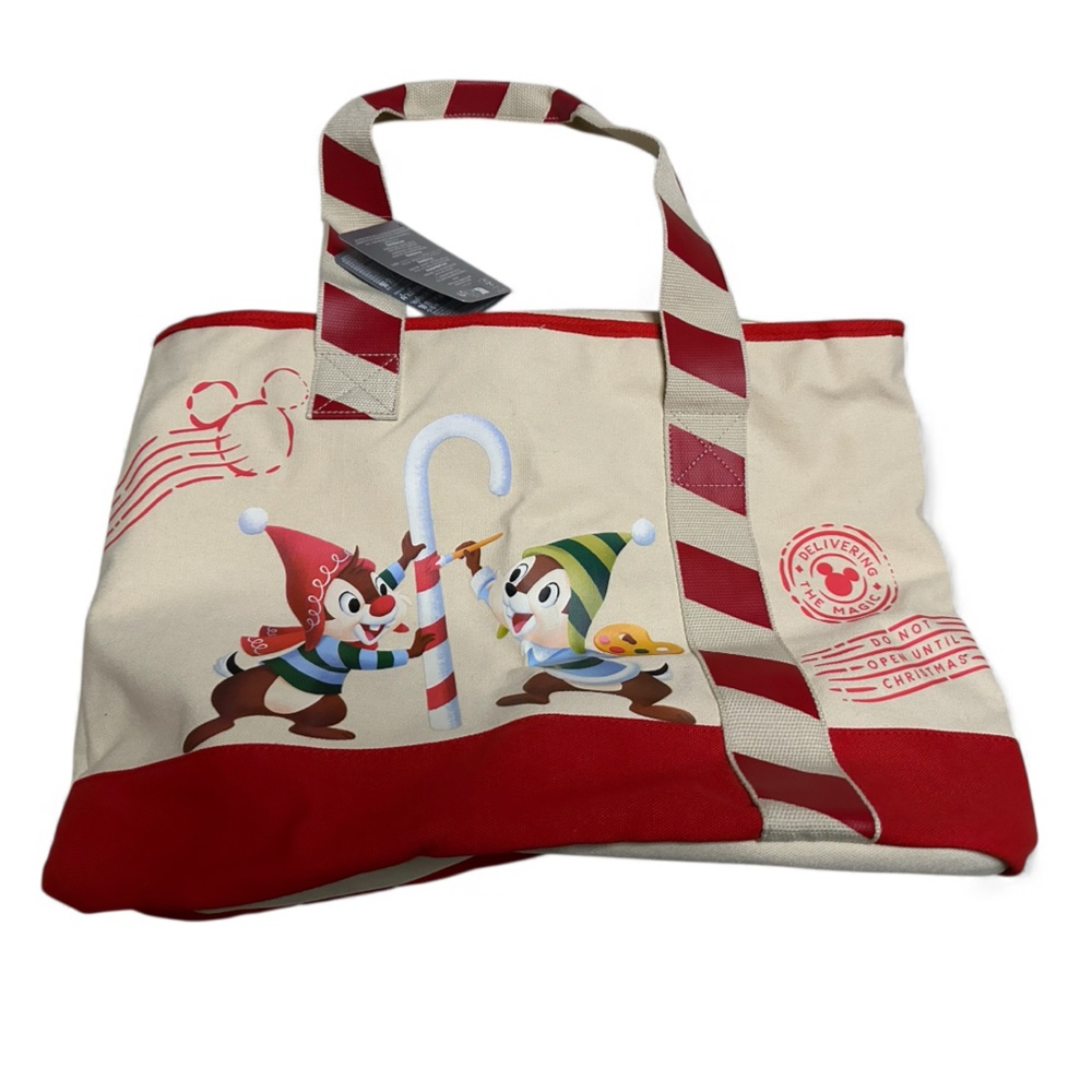 Disney Festive Chip and Dale Red and Cream Tote